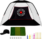 Gagalileo Golf Practice Net Complete Set: Real Golf Balls, Turf Mat, Tees, Target, Bag & Hat | Indoor/Outdoor Backyard | Perfect Gift for Men
