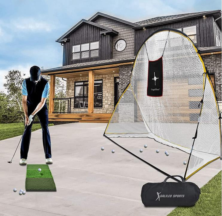 Golf Swing Hitting Practice Net 10x7x3FT for Backyard,Golf Screen Net with Side Net Barriers