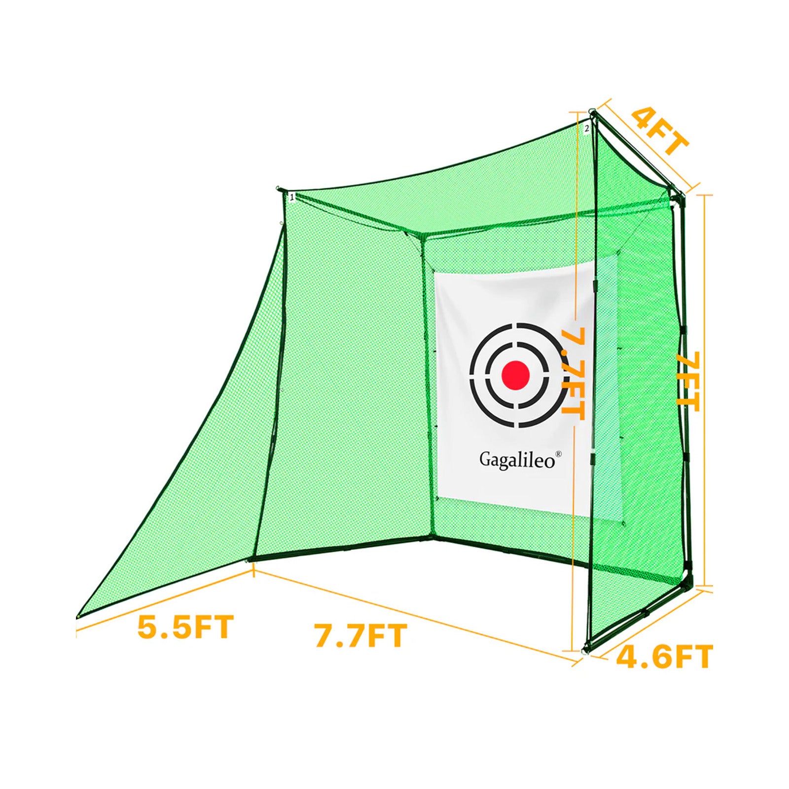 7.7X4.6X7.7 Galileo Golf Hitting Cage /Practice Driving Net Heavy Duty