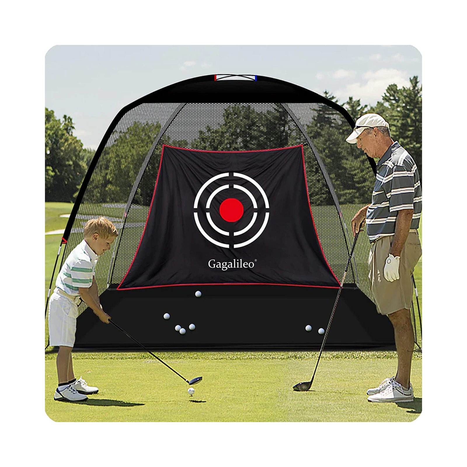 Gagalileo Golf Practice Net Complete Set: Real Golf Balls, Turf Mat, Tees, Target, Bag & Hat | Indoor/Outdoor Backyard | Perfect Gift for Men