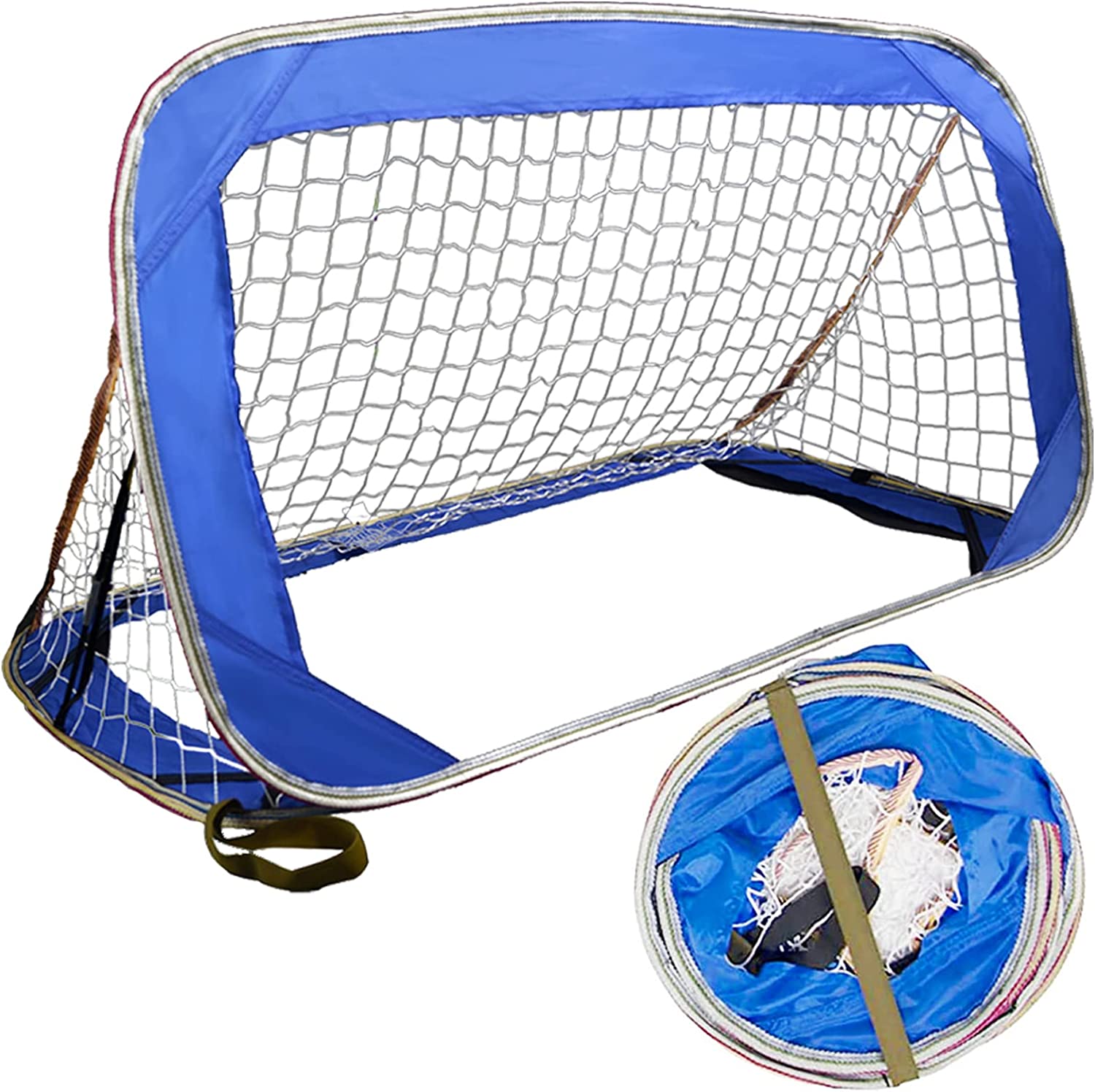 Pop-up soccer goals set of 2 or 1 pack for garden children-90-120-175-Robust flat steel frame and fiberglass rod - Easy assembly - Weatherproof 150 D polyester.