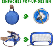 Pop-up soccer goals set of 2 or 1 pack for garden children-90-120-175-Robust flat steel frame and fiberglass rod - Easy assembly - Weatherproof 150 D polyester.