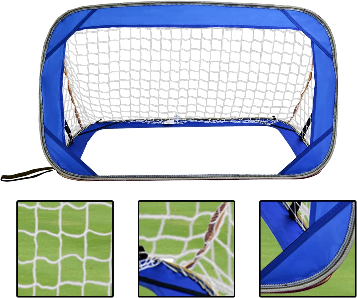 Pop-up soccer goals set of 2 or 1 pack for garden children-90-120-175-Robust flat steel frame and fiberglass rod - Easy assembly - Weatherproof 150 D polyester.