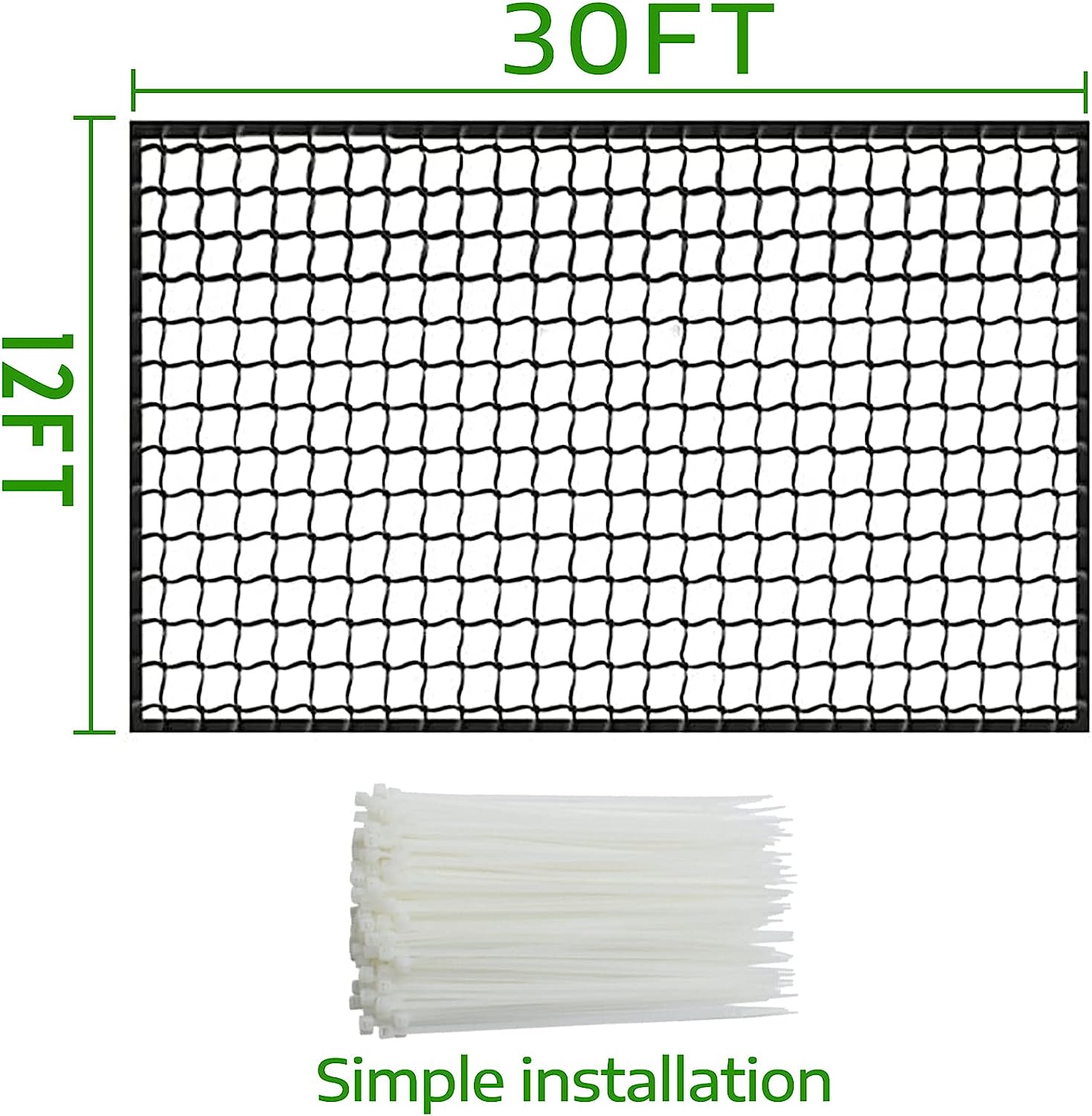 30x12 Baseball Batting Cage Netting/Heavy-Duty Sports Barrier Nets