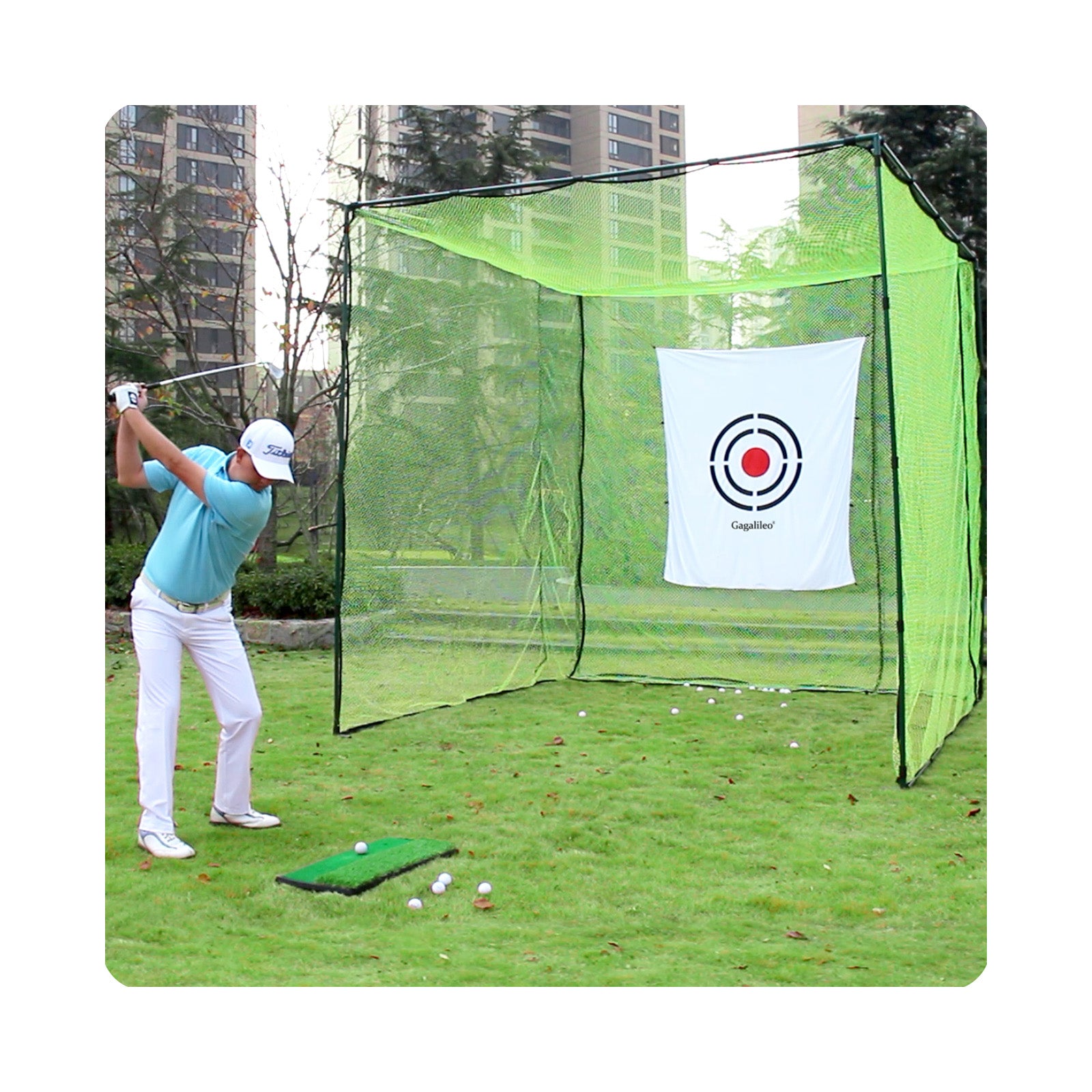 Gagalileo Golf Net Cage without Bottom/High Impact Double Backstop Net/10ftX10ftX10ft