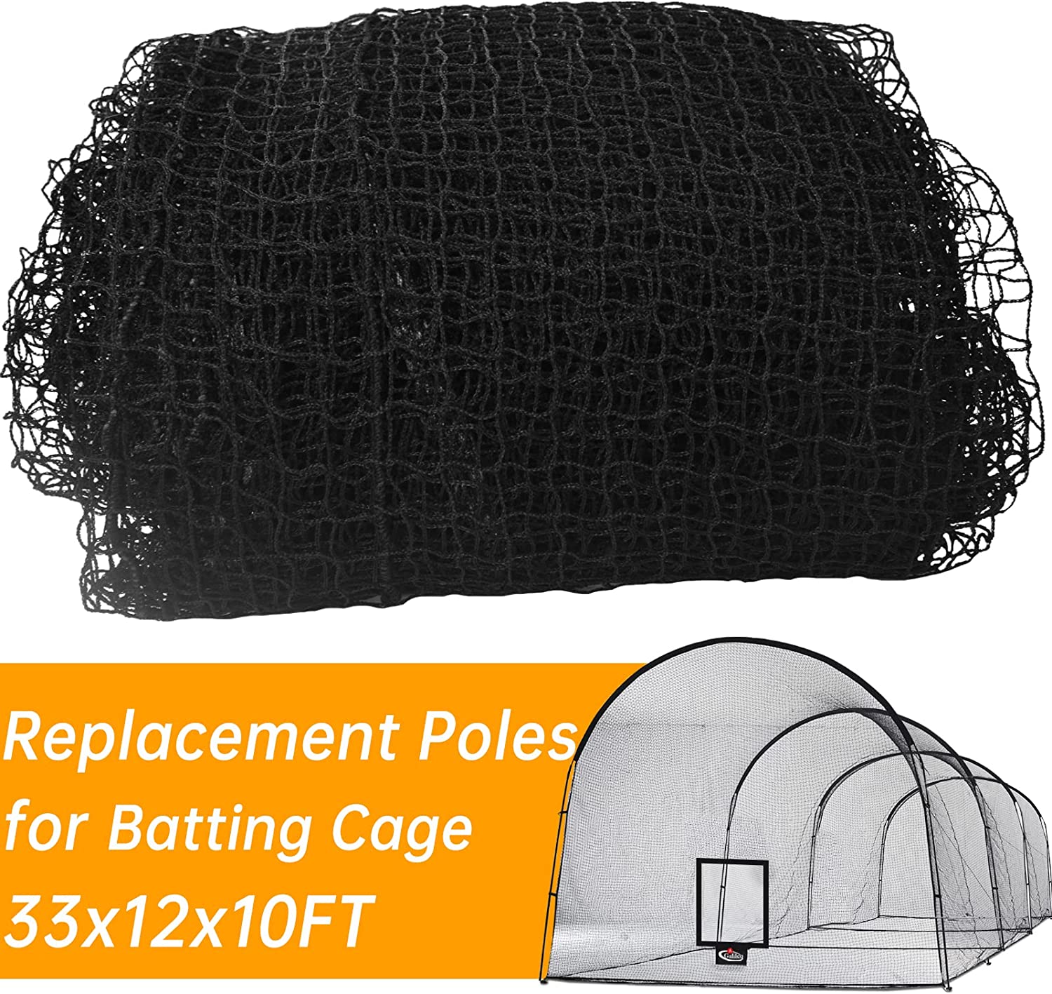 Gagalileo Batting Cage Replacement Net 33x12x10ft