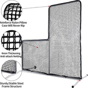 Gagalileo L Screen Baseball Pitching Protective Screen with Wheels 7x7Ft(Black)