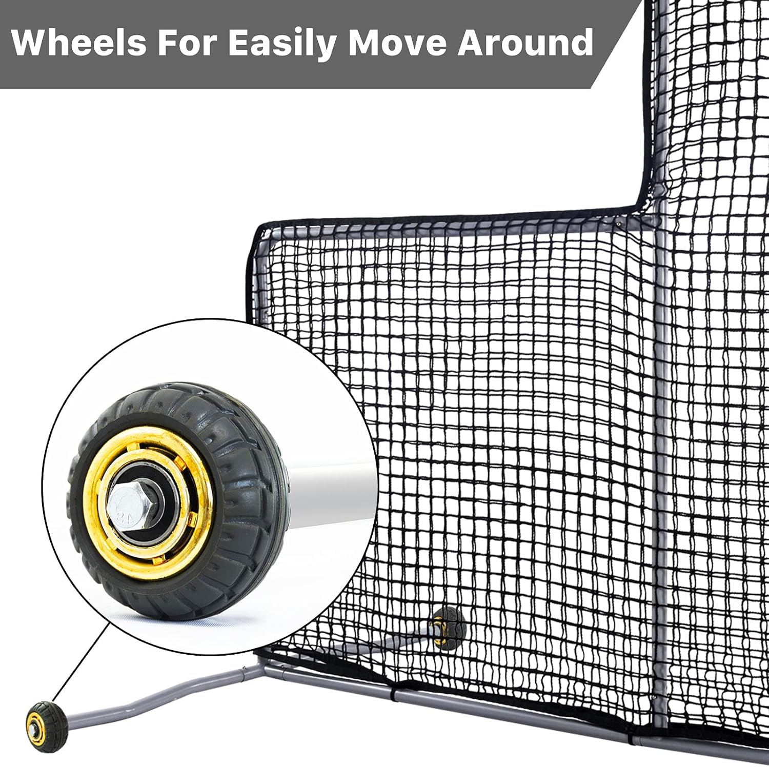 Gagalileo L Screen Baseball Pitching Protective Screen with Wheels 7x7Ft(Black)