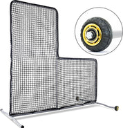 Gagalileo L Screen Baseball Pitching Protective Screen with Wheels 7x7Ft(Black)