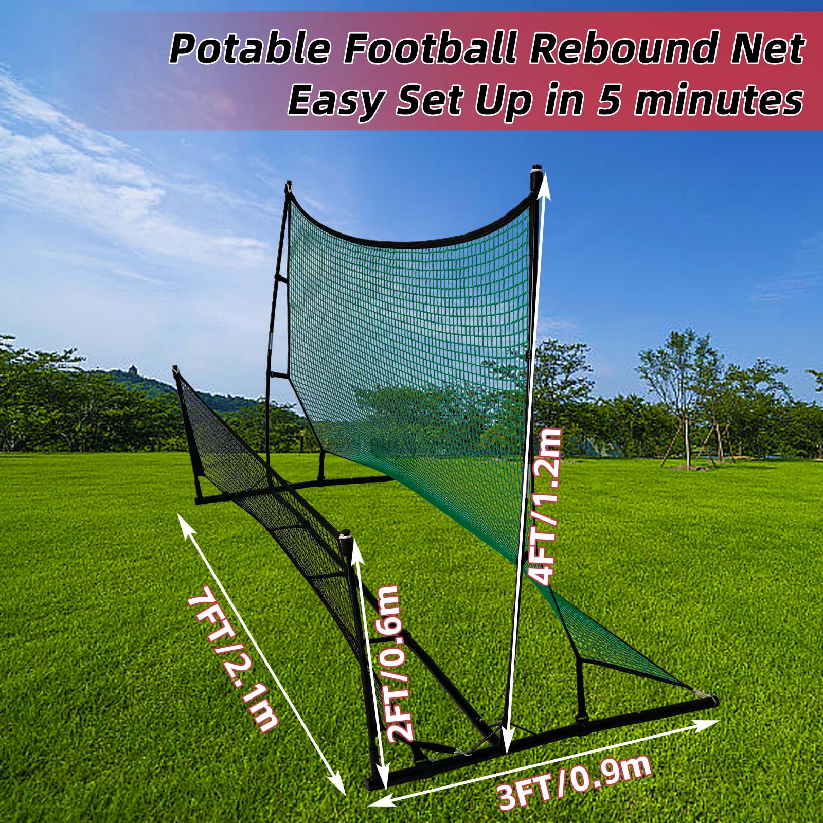 Portable Soccer Rebounder Net - Professional Football Training Equipment with Carry Bag | Solo & Team Practice for Passing, Volley & Shooting | Durable Iron Frame Construction 6X4 7X7FT