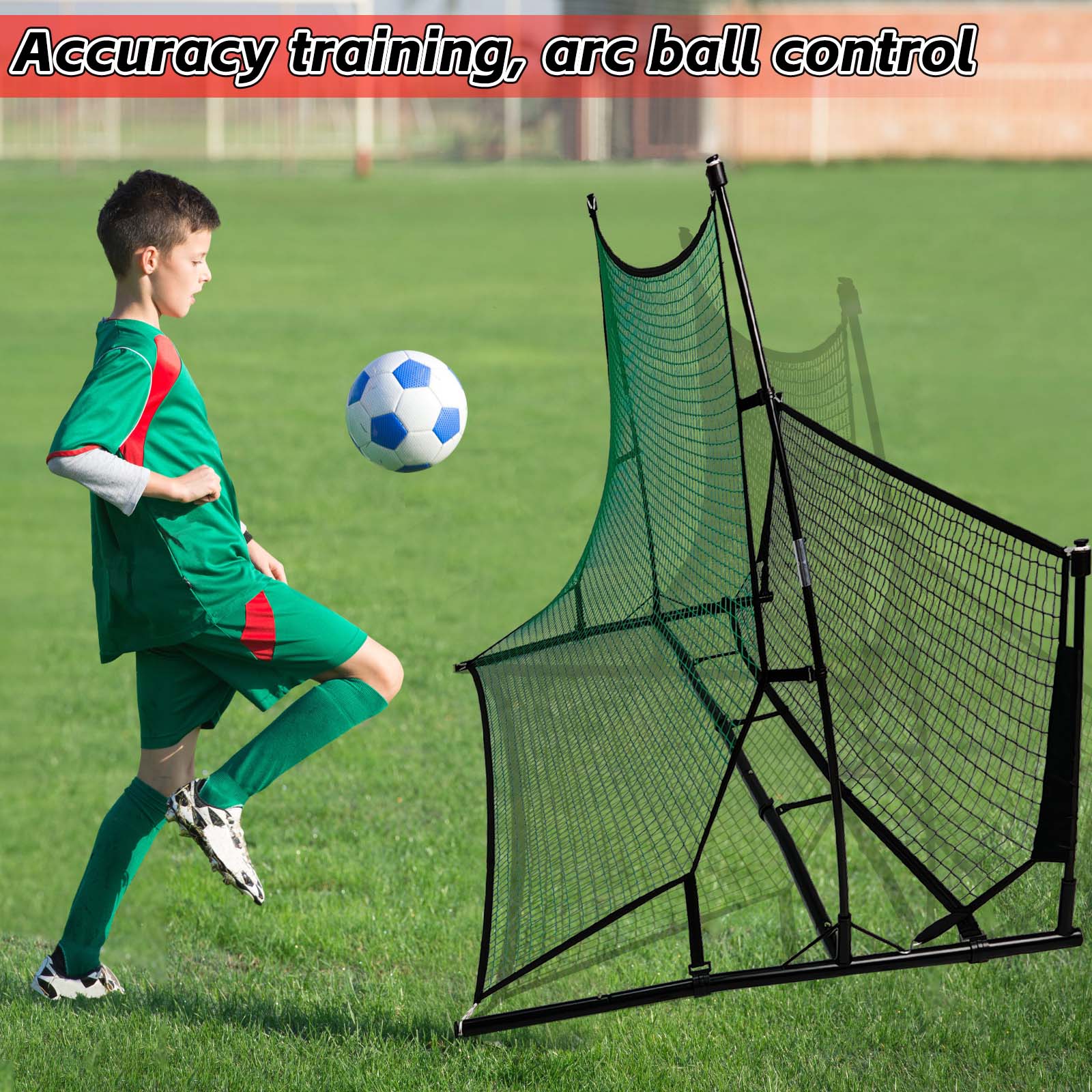 Portable Soccer Rebounder Net - Professional Football Training Equipment with Carry Bag | Solo & Team Practice for Passing, Volley & Shooting | Durable Iron Frame Construction 6X4 7X7FT