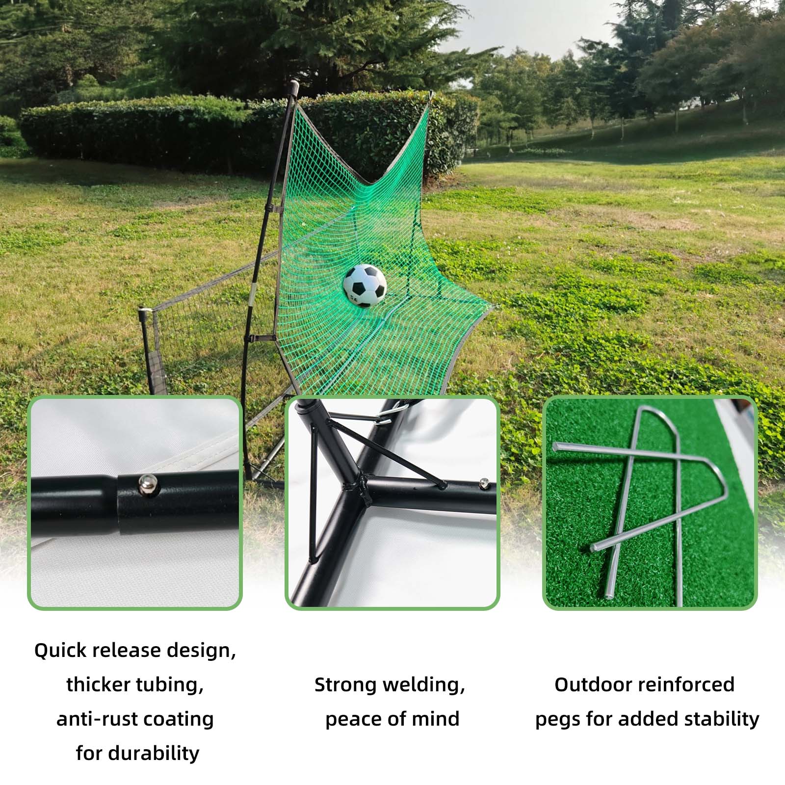 Portable Soccer Rebounder Net - Professional Football Training Equipment with Carry Bag | Solo & Team Practice for Passing, Volley & Shooting | Durable Iron Frame Construction 6X4 7X7FT