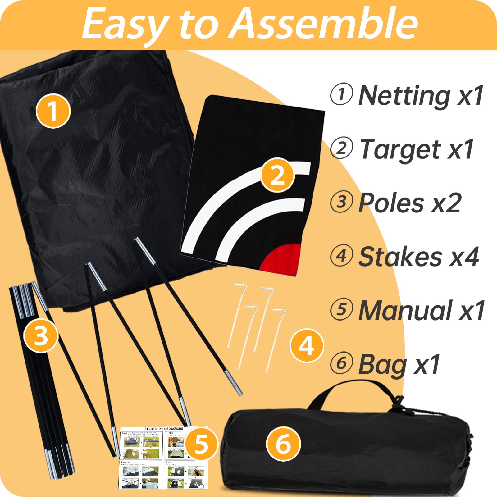 ゴルフネット 2x1.5x1m 屋内外練習ネット、取り付け簡単、キャリングバッグ付きJP