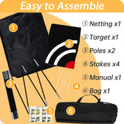 ゴルフネット 2x1.5x1m 屋内外練習ネット、取り付け簡単、キャリングバッグ付きJP