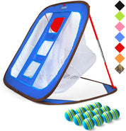 Golf Chipping Net Training Aids with Foam Training Balls(12 pack) |25" X25"X20'' | Blue | Galileo Sports