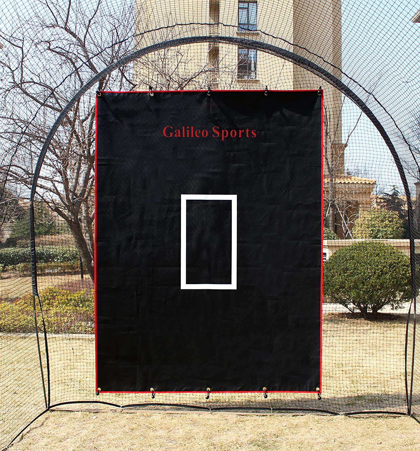 Galileo Softball Backstop Vinyl Heavy Duty Baseball Batting Cage Backstop Pitching Target Trainer Backstop Net Saver with Square Image 4X5FT