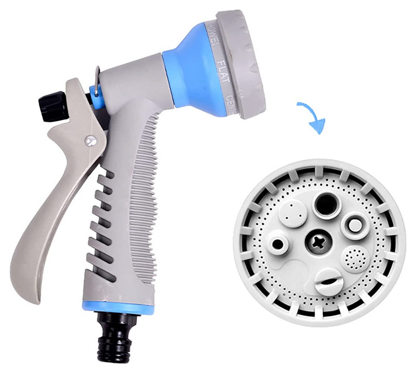 Small Garden Hose Reel, Retractable 50Ft Water Hose Reel With 7 Water Sprayer Modes, Wall Mount Kink Free and Convenient Storage (Mini, Blue)