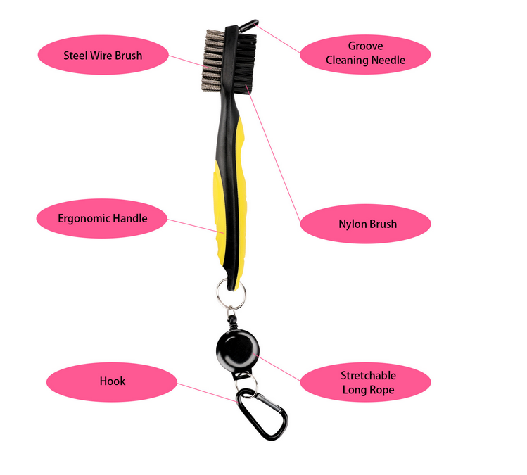 Double sided Ball brush with sheathed Brush Golf Club Brush Groove Cleaner | Galileo Sports