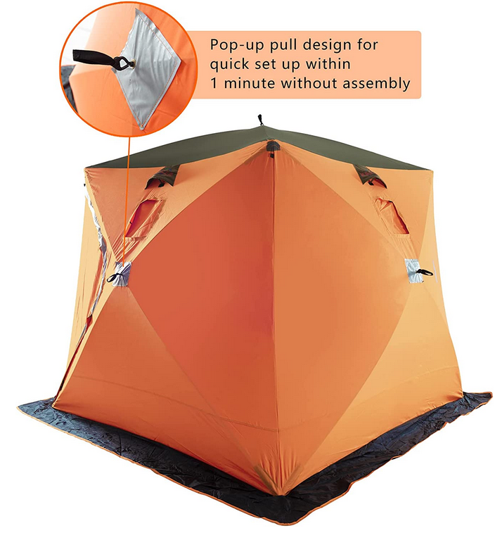 90×90×80in Galileo Ice Fishing Shelter/3-4 Person Tent with Bag