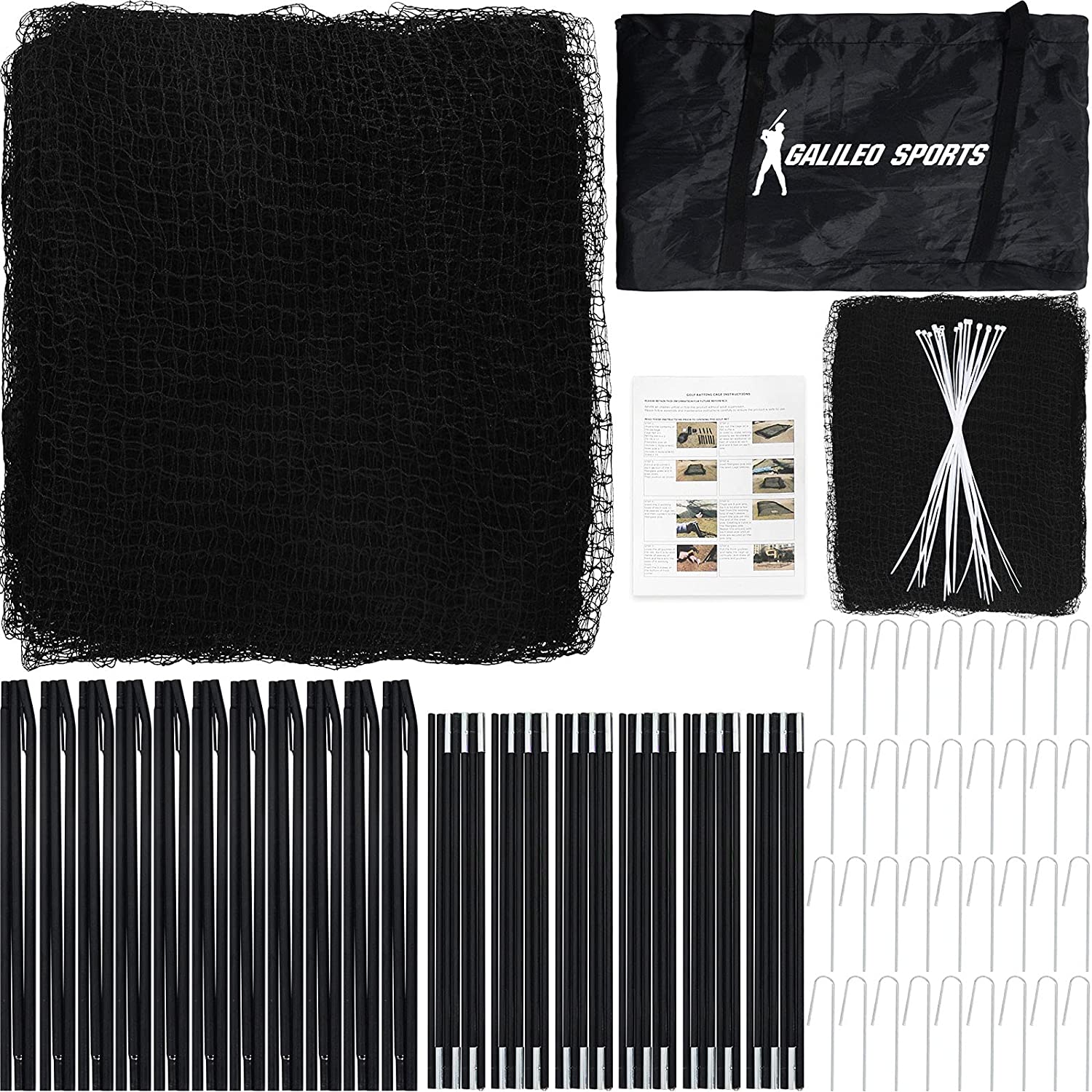 Gagalileo Batting Cage Baseball Net 44X12X10ft