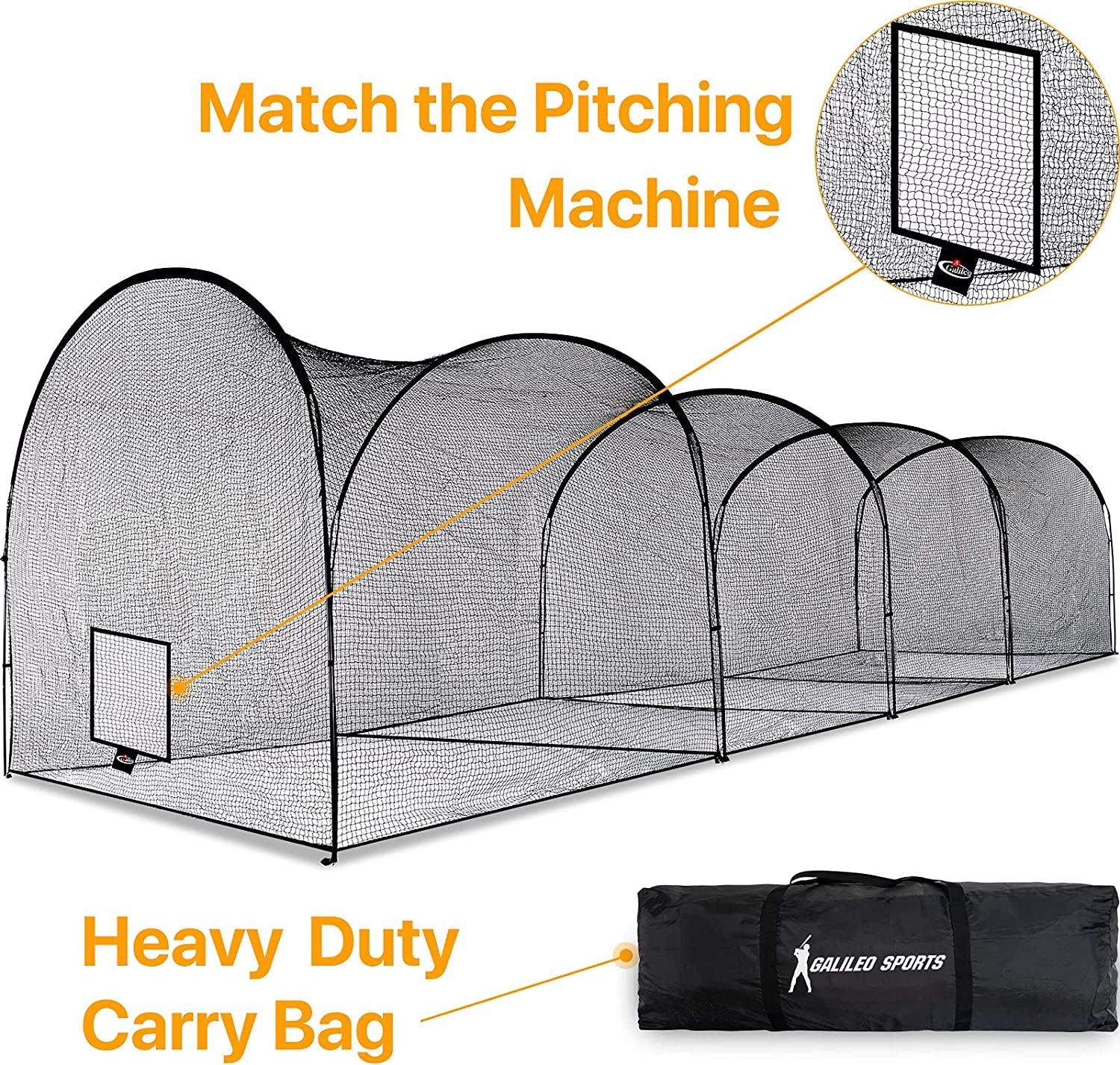 Gagalileo Batting Cage Baseball Net 44X12X10ft