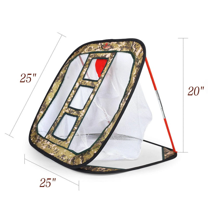 Golf Chipping Net Training Aids with Foam Training Balls(12 pack)| 25"X25"X20''| Camouflage | Galileo Sports