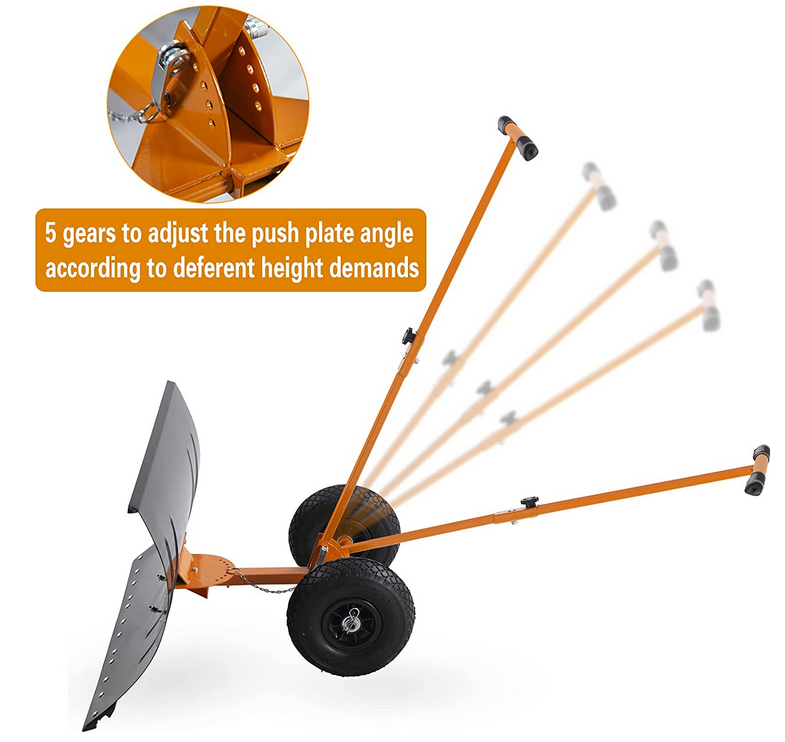 Rolling Snow Pusher, 29"x19"Snow Shovel with Wheels Driveway, Hand Push Pavement Snow Removal Tool