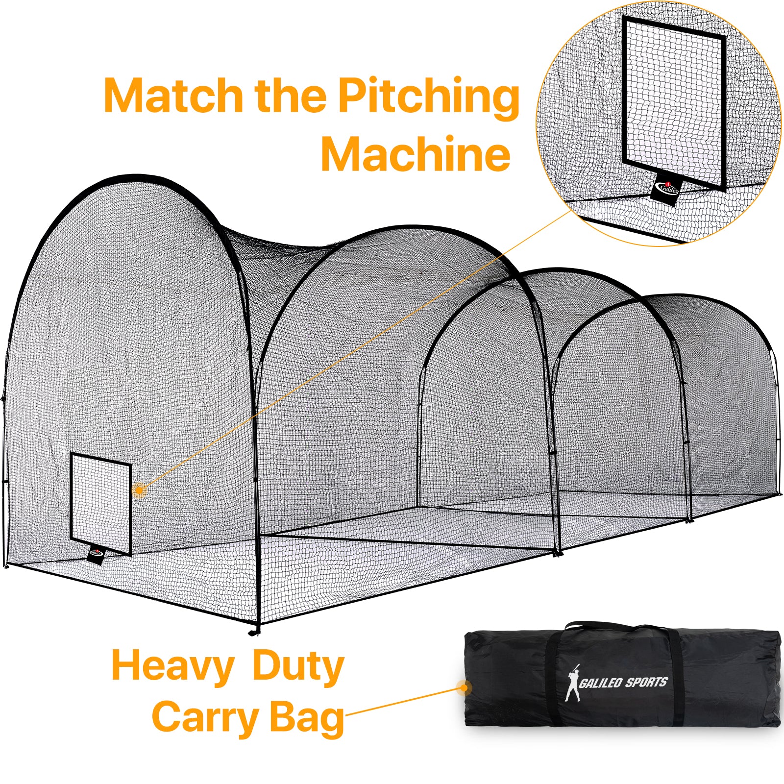 Gagalileo Baseball Practice Cage 33X12X10ft