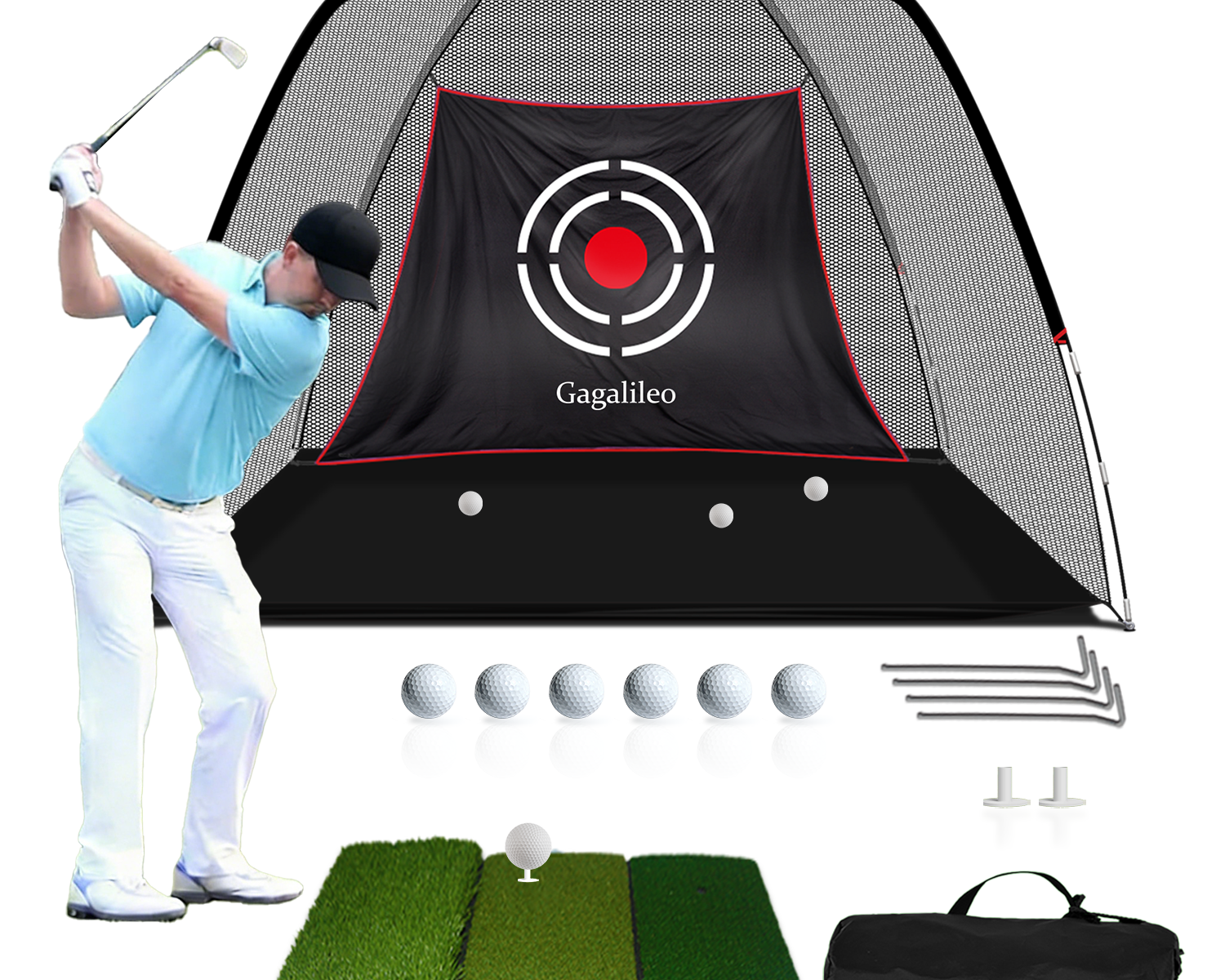 Gagalileo 10x7ft Home Golf Hitting Net Bundle
