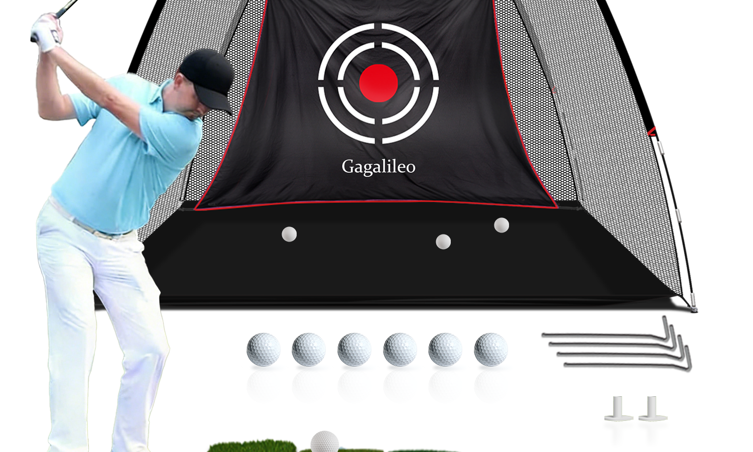 Gagalileo 10x7ft Home Golf Hitting Net Bundle