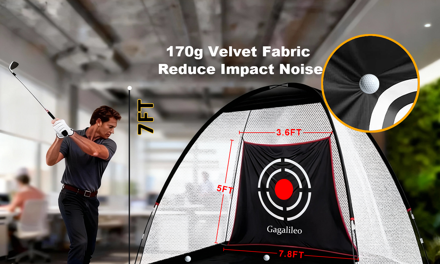 Gagalileo 10x7x6ft Backyard Driving Golf Practice Net