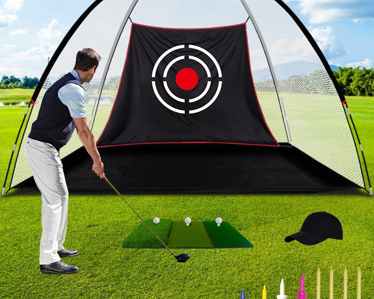 Gagalileo 12x7x6.6ft Backyard Driving Golf Net
