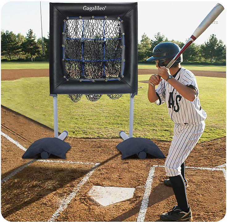 Pitching Net,9 Pocket Target Pitching Net for Baseball, Baseball Pitching Target,Adjustable Heights and Angles,Pitching Net Aid for Throw Training, Heavy Duty Steel Frame-Portable Pitching Net
