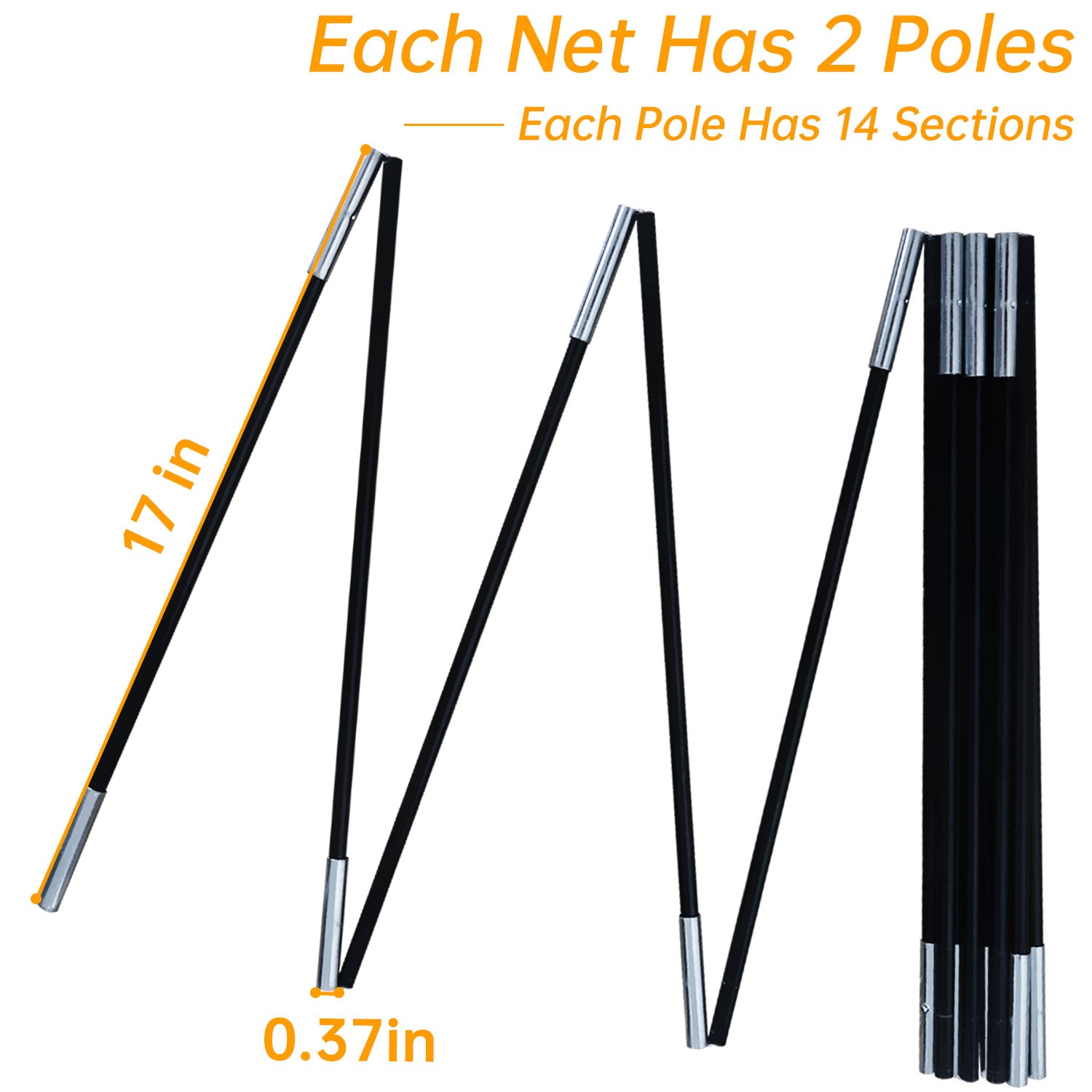 Gagalileo Golf Replacement Straight Poles for 10x7x6FT Golf Net-Classic Style, Fiberglass Replacement Rods 2pcs, GG-0003P