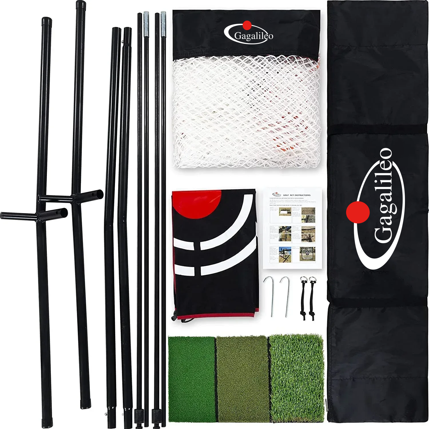 Golf Net Golf Hitting Net for Backyard Training Equipment | 7'x7' | with Golf Mat | Galileo Sports