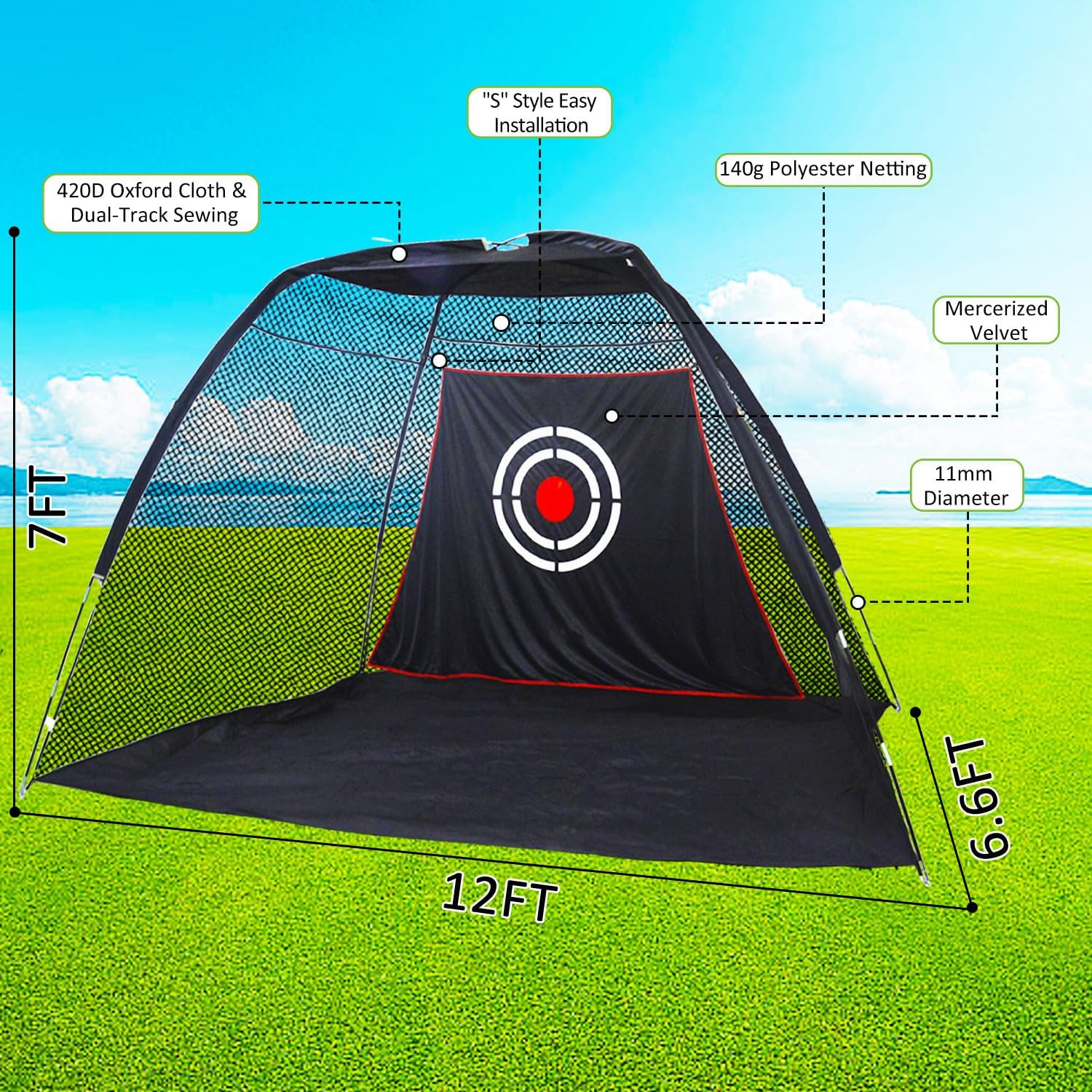 Gagalieo Backyard Driving golf Net 12X7X6.6ft