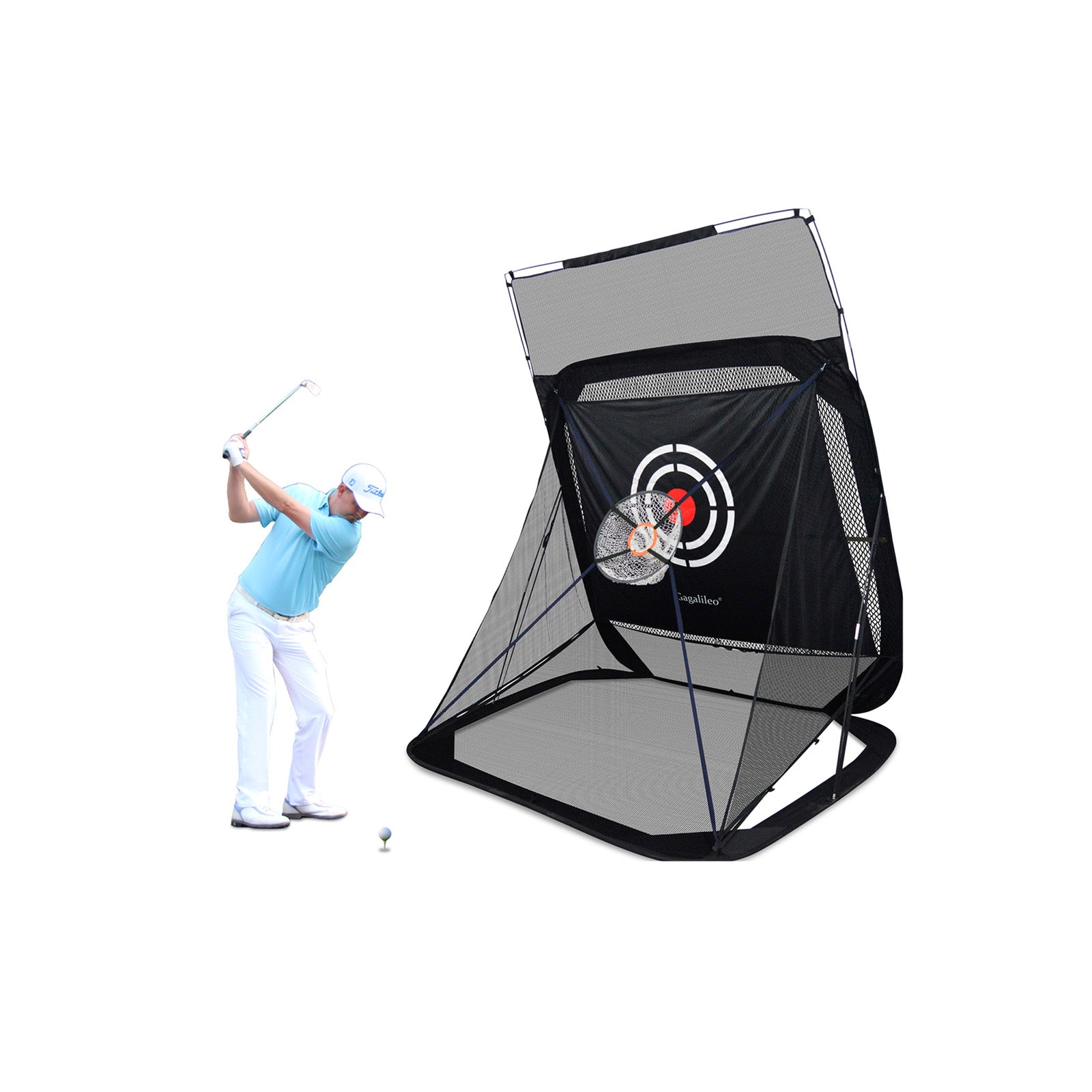 Galileo 9x7x7 Golf Practice Nets Pop Up Golf Net | Black