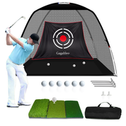 Golf Practice Net for Backyard with Balls, Turf Mat, Tees, Target, Hat & Carry Bag 12 x7x6.6ft