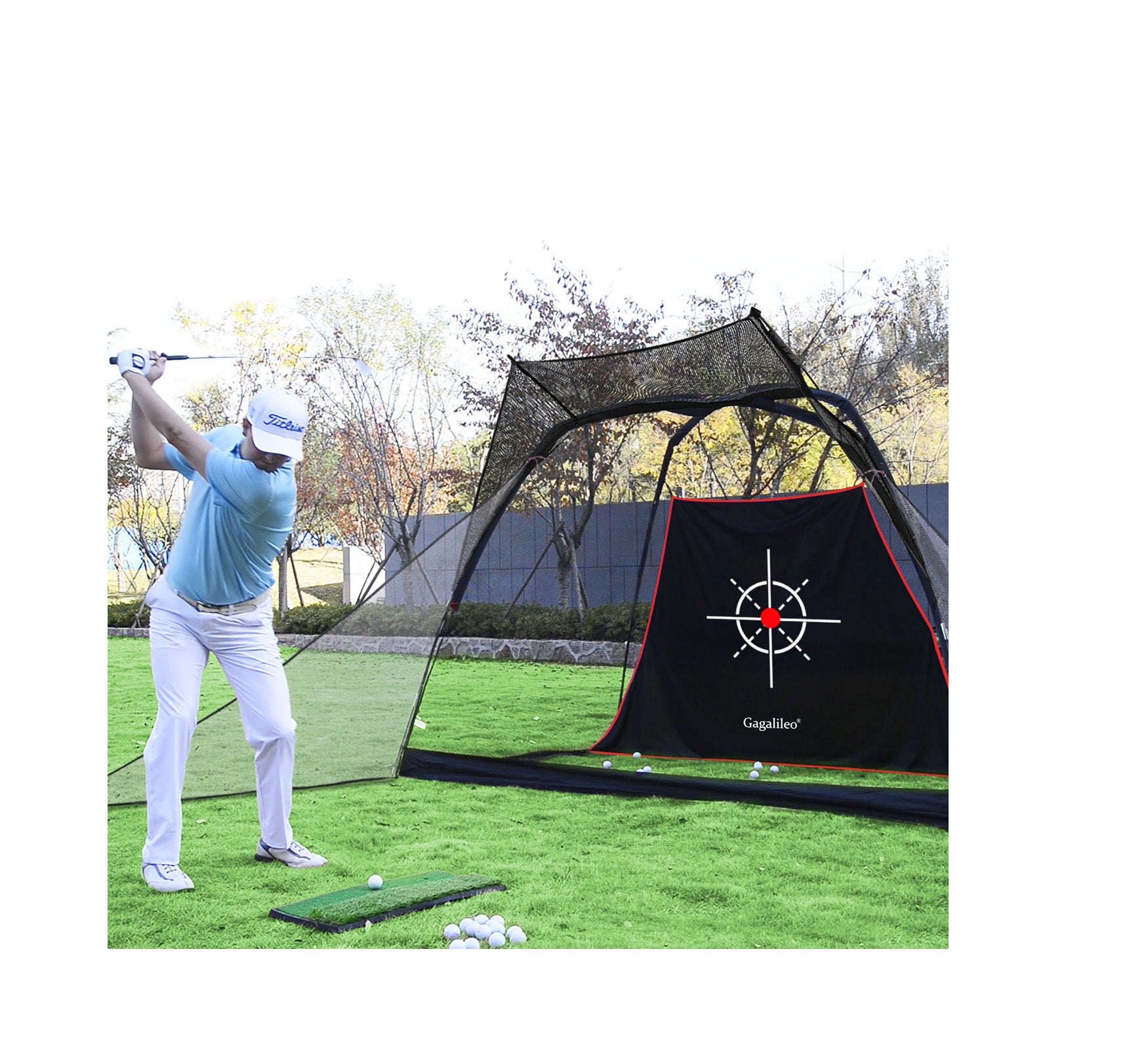 Gagalileo 10x7x6 Golf Hitting Backyard Net Cage Without Bottom /Black