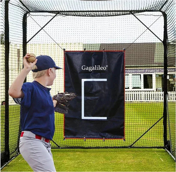 Gagalileo Backstop,Pitching Backstop,Fastpitch Baseball Backstop,Backstop with Strike Zone,Pitching Backdrop,Rubber Vinyl Backstop,Vinyl Batting Cage Backdrop - Galileo Sports