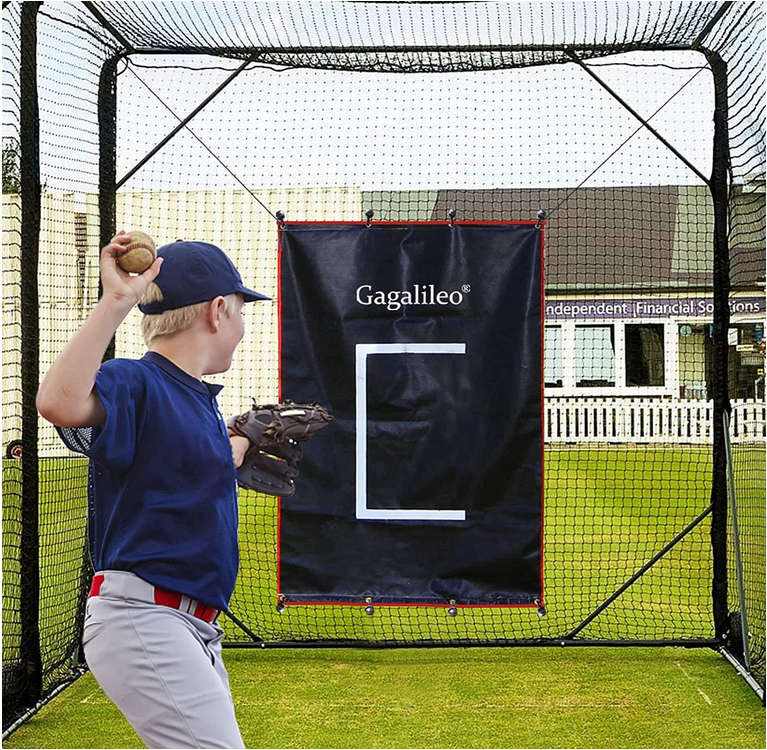 Gagalileo Backstop,Pitching Backstop,Fastpitch Baseball Backstop,Backstop with Strike Zone,Pitching Backdrop,Rubber Vinyl Backstop,Vinyl Batting Cage Backdrop