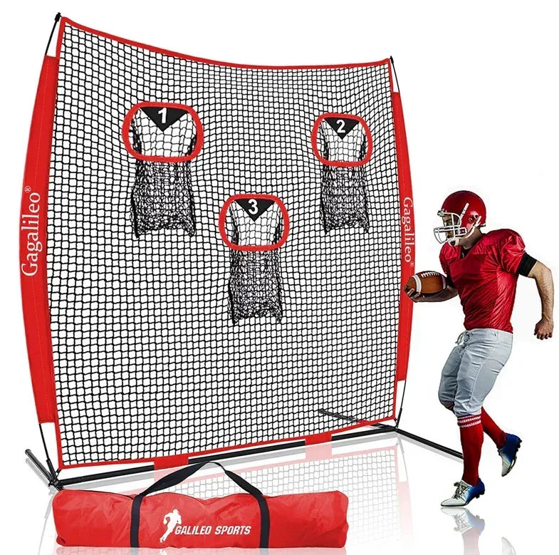 8x8FT Heavy-Duty Football Training Throwing Net | 3 Target Hitting Area Kicking Cage | Quick Set-Up & Portable - Galileo Sports