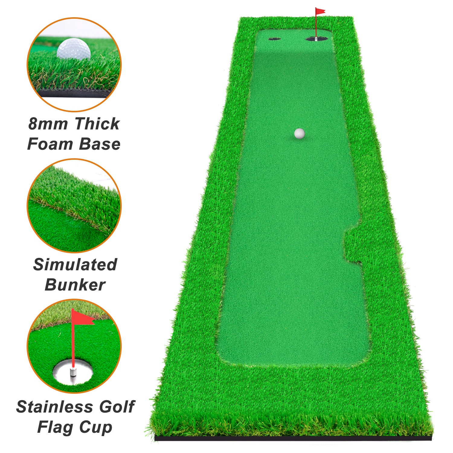 Galileo Golf Hitting Mats Golf Putting Training 10X1.6ft