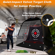 Gagalileo 10x7ft Home Golf Hitting Net | Full Practice Bundle with Mat & Tees