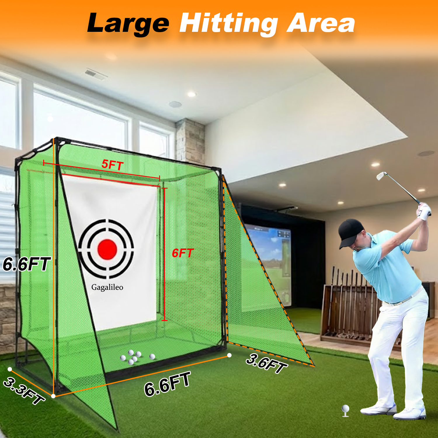 Gagalileo 7x7ft Backyard Golf Hitting Cage - Heavy Duty Practice Driving Net - Gagalileo Sports