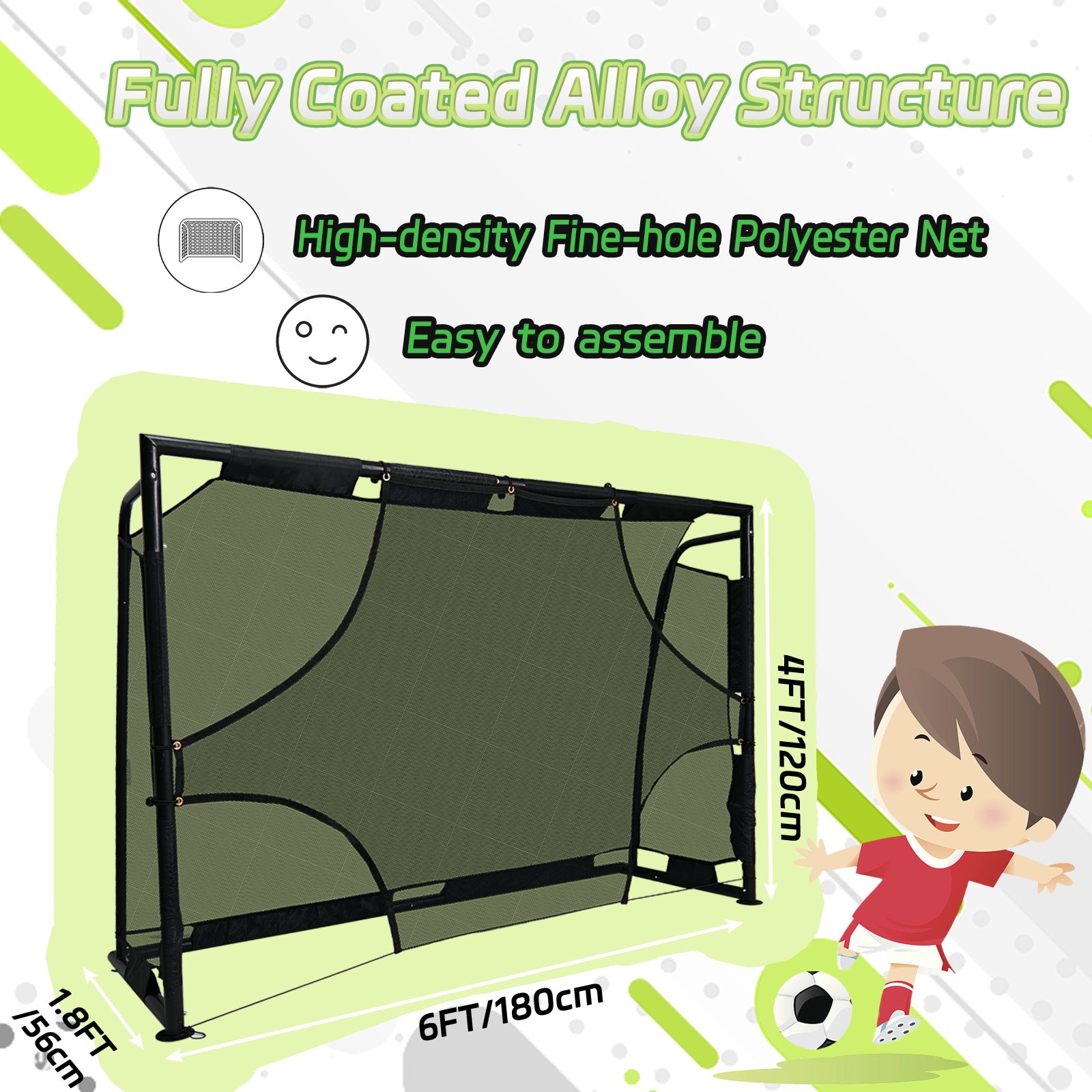 6x4FT Pop Up Soccer Goal Set - Complete Backyard Training Equipment with Ball, Target Cloth & Cones | Multi-Sport Use for Football, Baseball & Softball Practice