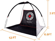 Gagalileo Golf Driving Hitting Net 12X7X6.6ft with Balls/Turf Mat/Tees/Hat/Target/Bag