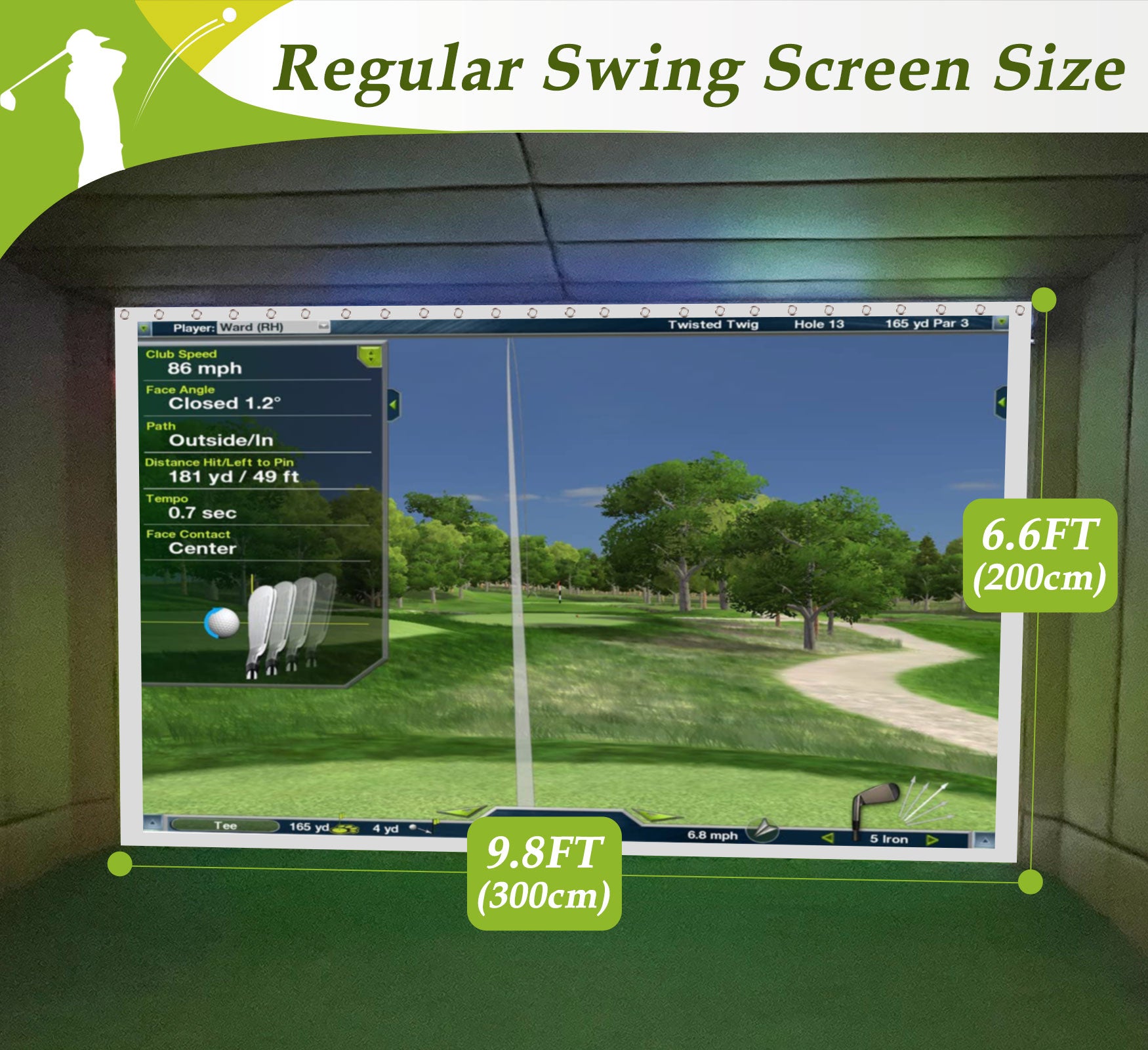 Golf Simulator Enclosure Nets - Complete Set with Frame and HD Impact Screen Kit 10 x 8 ft, 12 x 9 ft, or 14 x 8 ft