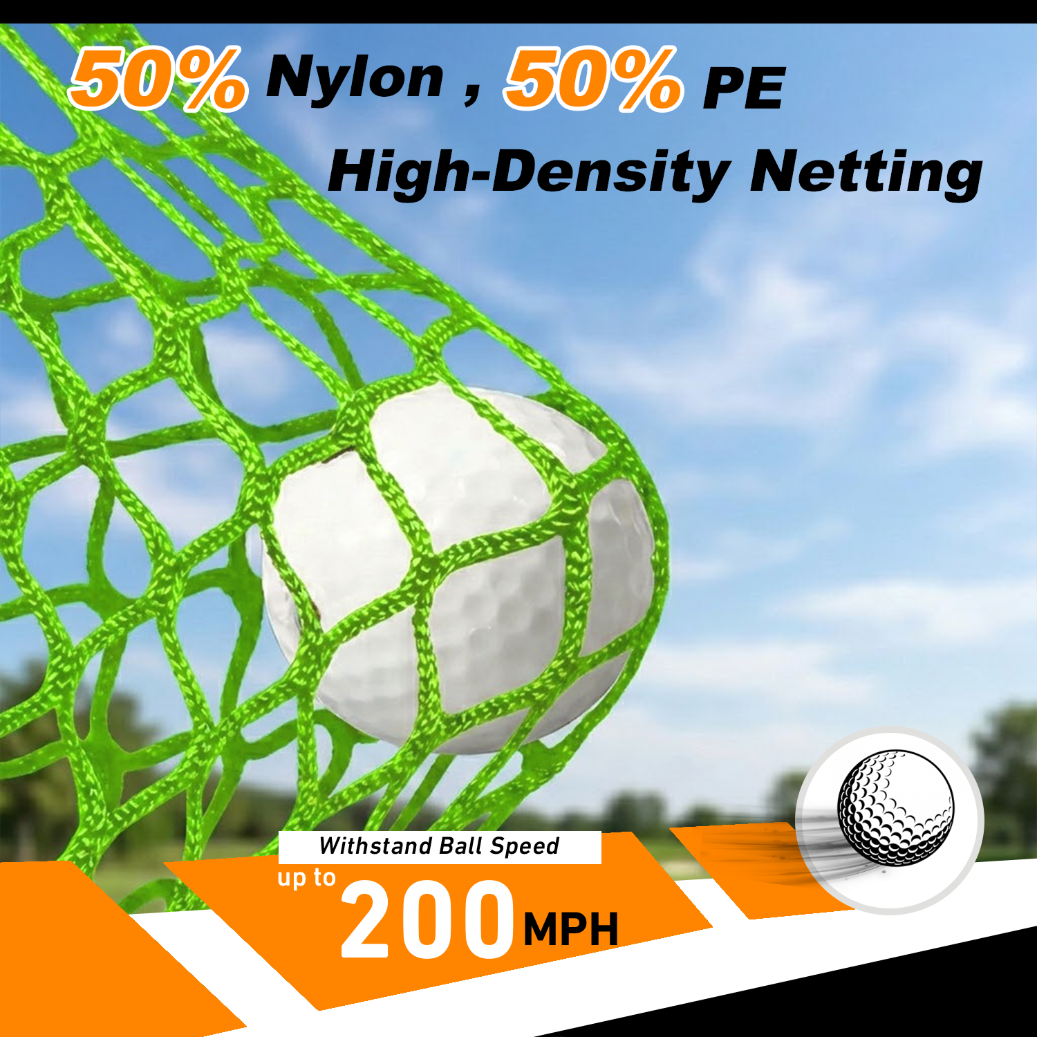 10x10 Galileo Golf Cage Replacement Net Piece