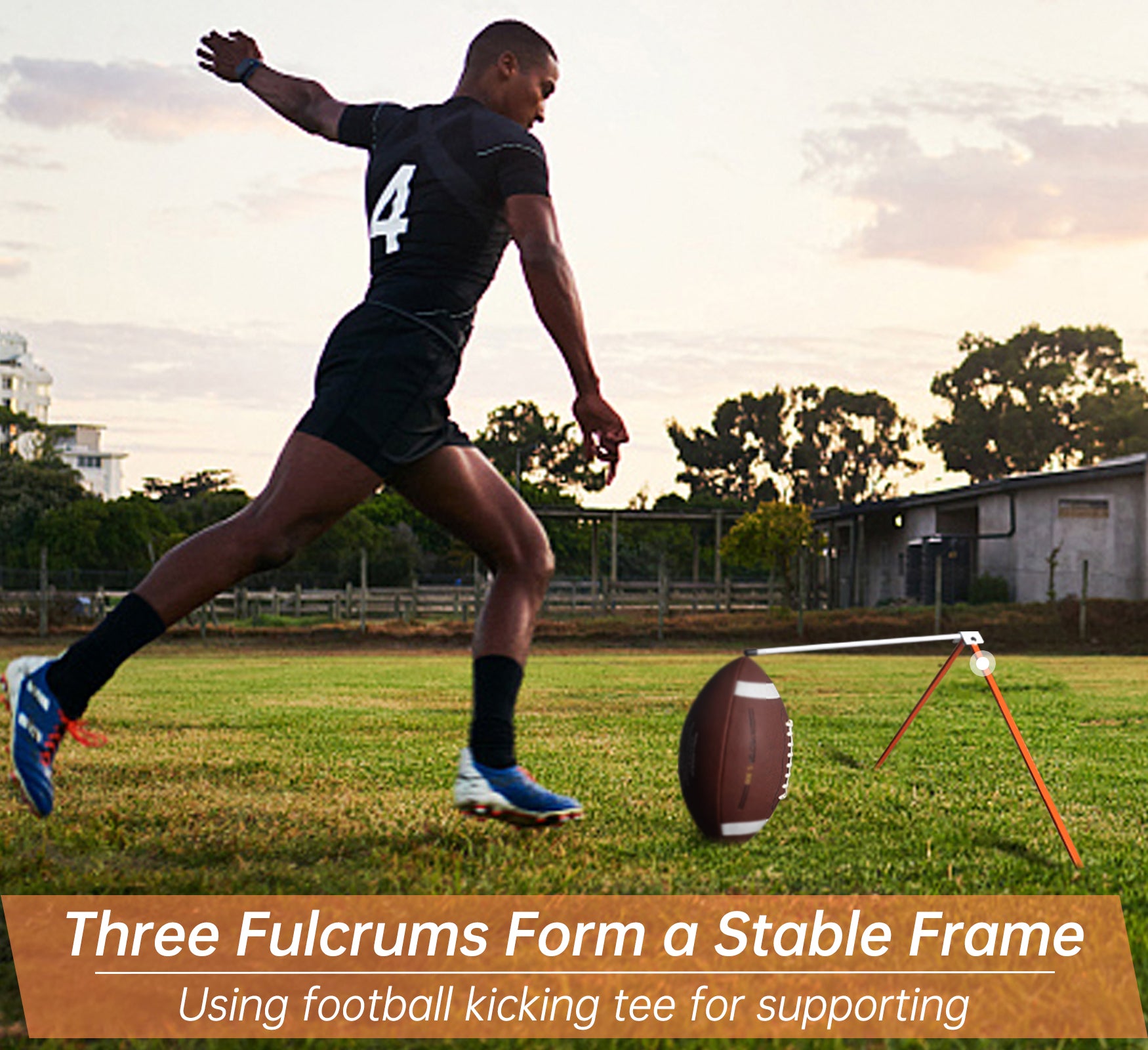 Galileo Metal Football Kicking Tee - Adjustable Field Goal Kicking Stand for All Football Sizes, Portable Practice Training Aid